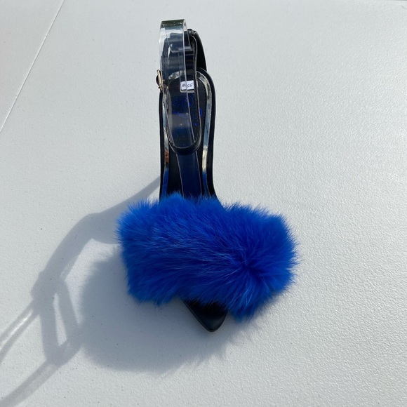 Final price* Liliana Fox fur ankle strap open toe heel Size 8 - Picture 4 of 4